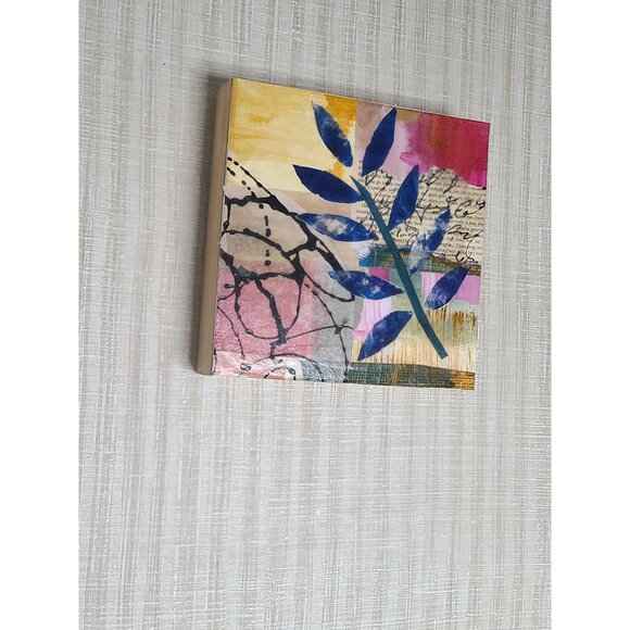 Original Mixed Media Collage Art "Woodland 1" By Cindy Smith  8"x8"‎ - Picture 2 of 5